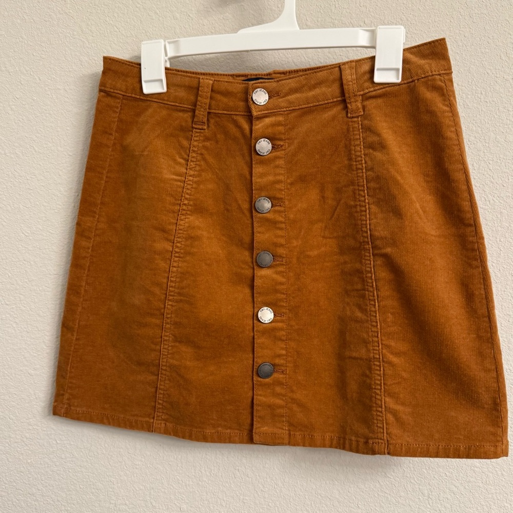 YMI Copper Button-Front Mini Skirt